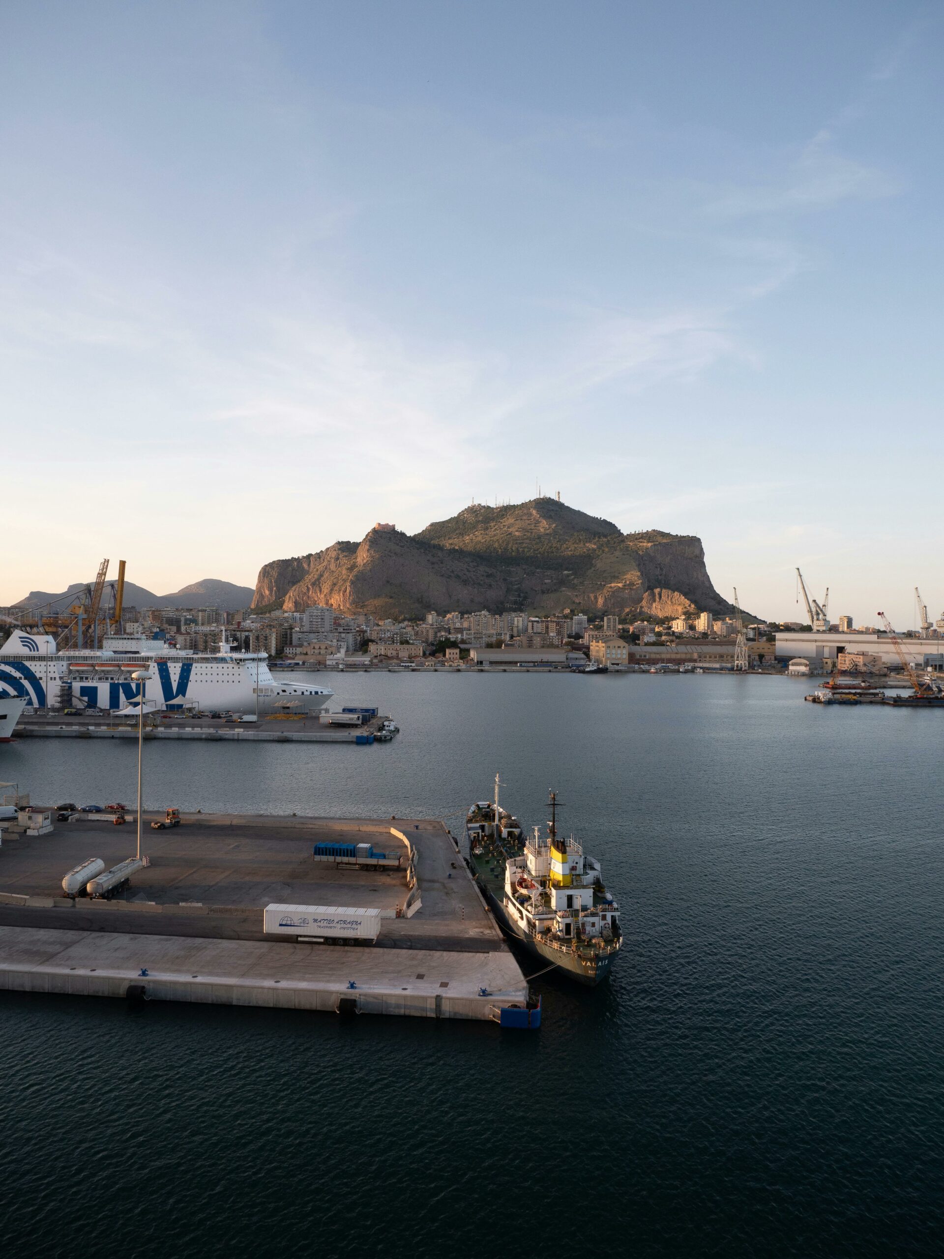 Port of Palermo with Mount Pellegrino at Dusk